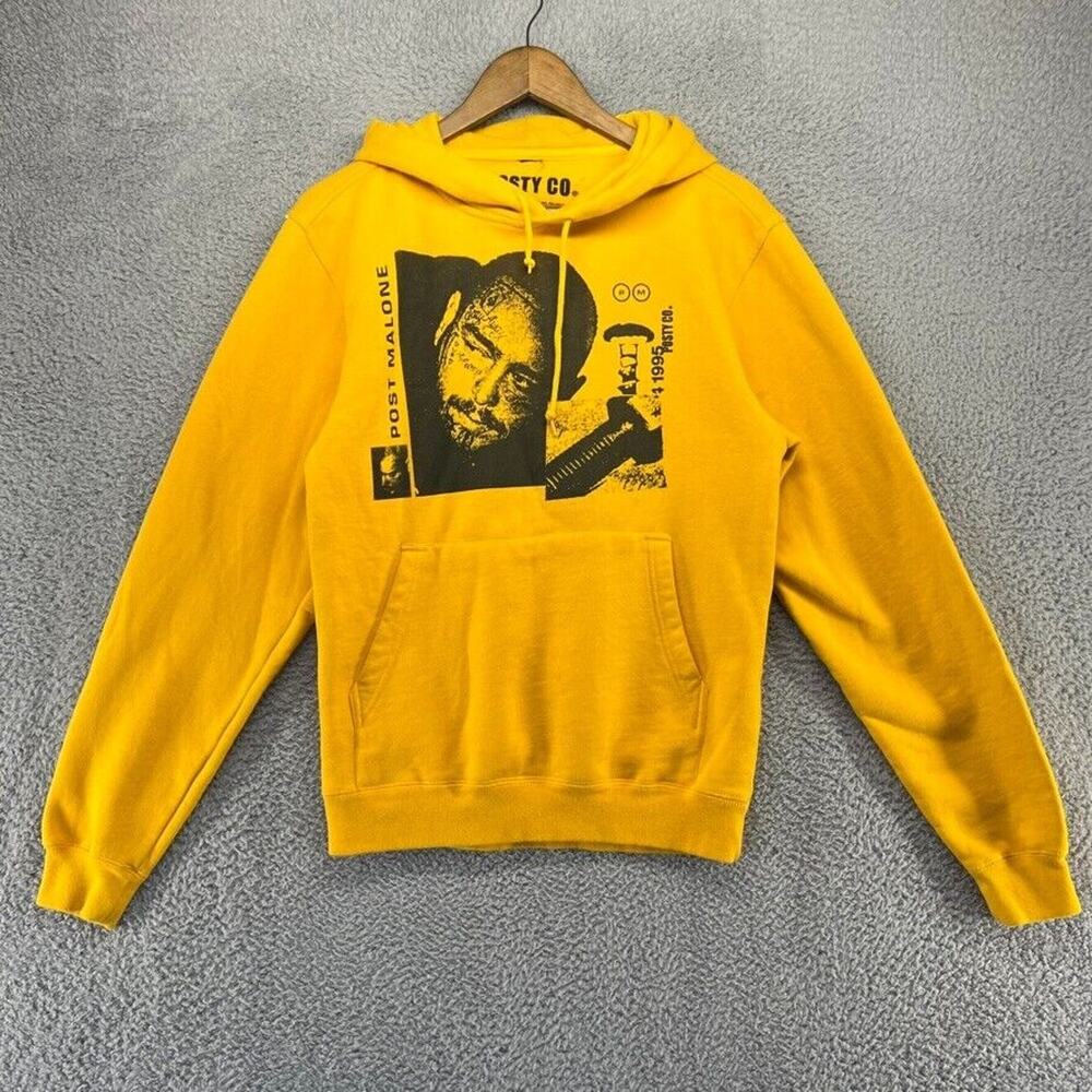 Post Malone Yellow Graphic Hoodie - Men's Pullover Sweatshirt